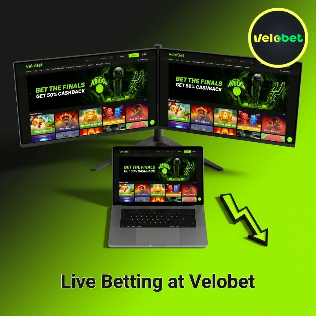 Velobet live betting interface showing real-time odds and stats across 30+ sports including football, tennis, and esports